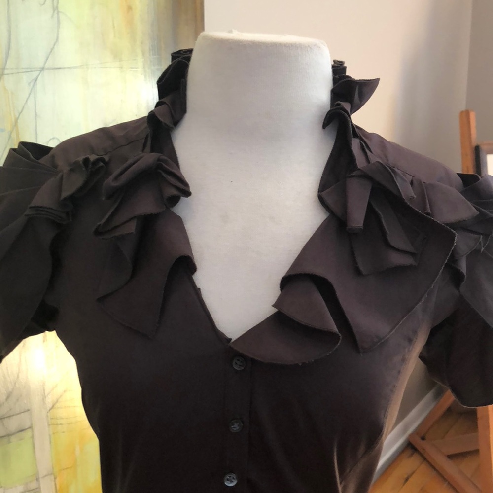 ZAC POSEN EUC STUNNING CHOCOLATE BROWN BLOUSE - Picture 3 of 8